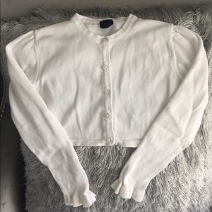 Girls White Shrug Sweater Cardigan, cotton, 5T